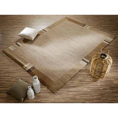 Wollteppich OCI DIE TEPPICHMARKE "Sensation Lakir" Gr. 2, braun (cappuccino), B:90cm H:6mm L:160cm, Seide, Wolle, Teppiche, handgeknüpft, Nepal, reine Wolle, Wohnzimmer