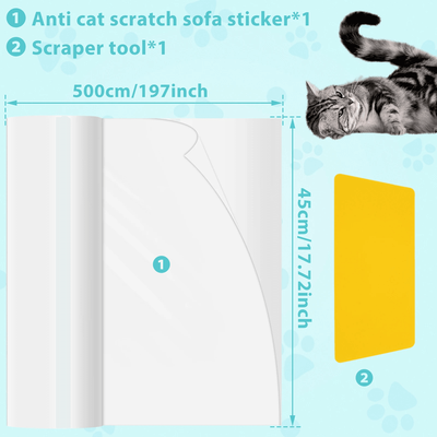 Inspire Essentials ClearGuard Cat Scratch Deterrent Tape Furniture Protection Film 1 Roll With Nail