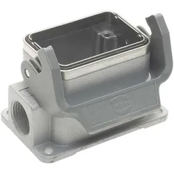 Harting Sockelleuchte männlich B6 mit 1 Schliessbügel, Elektronikkabel + Stecker, Grau