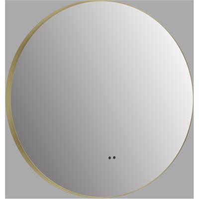 Spiegel TALOS "TALOS VERONA", gold (goldfarben), B:50cm H:50cm T:2,5cm, Aluminium, Spiegel, Hand Wave Sensor, Shine in matt, Ø50 cm