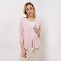 KIM & CO. Cardigan, 3/4-Arm Ajour-Jersey offene Front figurumspielend