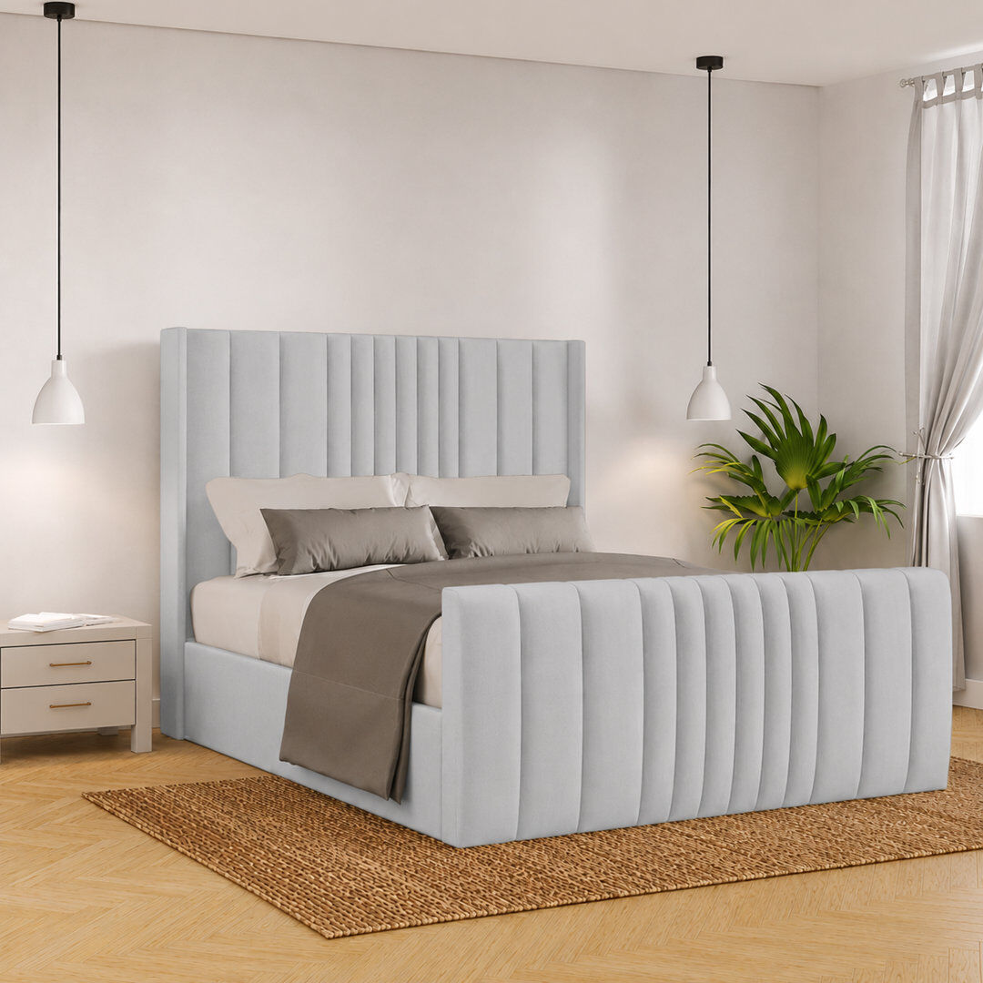 Canora Grey Bastin Upholstered Ottoman Storage Bed Light Silver Small Double (4')