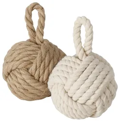 Boltze Maritimer Türstopper Zuber, 2er Set, Ø 15 cm x H 23 cm, 1,2 kg, natur, cremeweiß