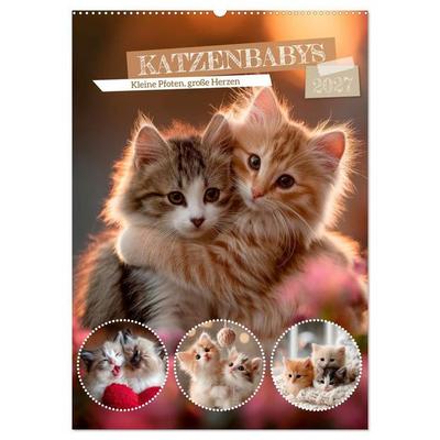 Katzenbabys - Kleine Pfoten, große Herzen (Wandkalender 2027 DIN A2 hoch), CALVENDO Monatskalender