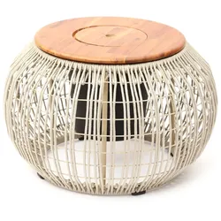 MARELIDA Beistelltisch Gartentisch mit Deckel und Behälter Gartenmöbel H: 37cm beige