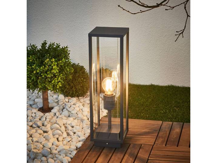 Sockelleuchte außen Annalea Lucande, schwarz, Aluminium, Modern