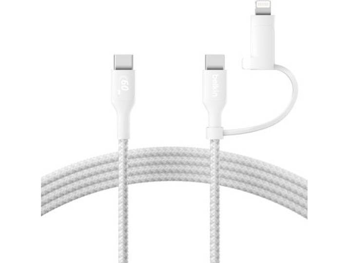 Belkin - Adaptateur Usb 2-En-1 Usb-C Et Lightning 1m50 Blanc