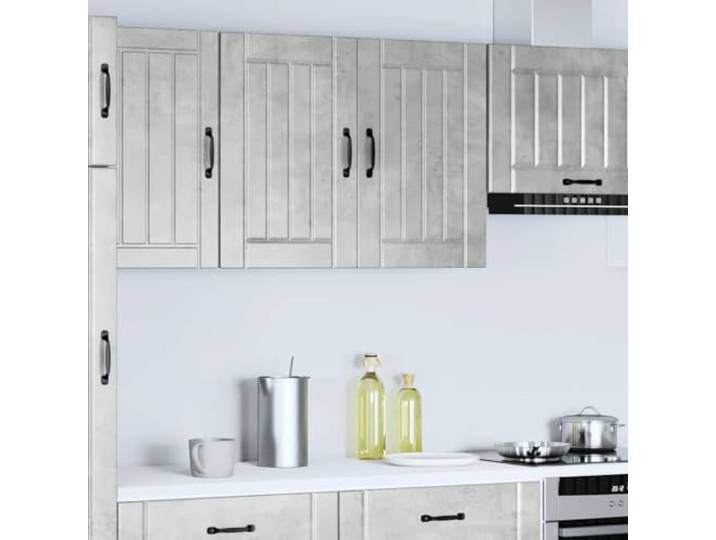 KTHLBRH Küchenschrank Lucca grau Beton 80 x 31 x 60 cm Robuste Spanplatte, Glastür, Wandmontage, Kapazität 70 kg