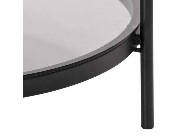 Table Basse - Smuk - Tory - Ø 79 cm - Verre Fumé - Métal Thermolaqué