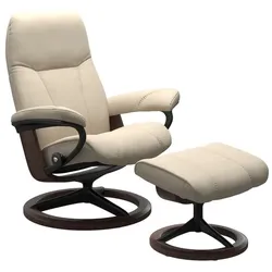 Stressless Sessel mit Hocker Consul Signature Leder Beige Batick Cream M (Medium)