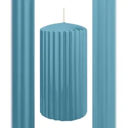 Wiedemann Kerzen Rillen Kerzen Himmelblau 150 x Ø 80 mm, 4 Stück