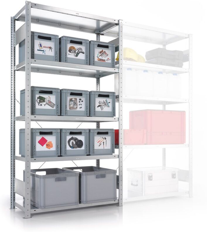 META Fachbodenregal CLIP, 330 kg, 2000 x 1000 x 500 mm, Grundregal