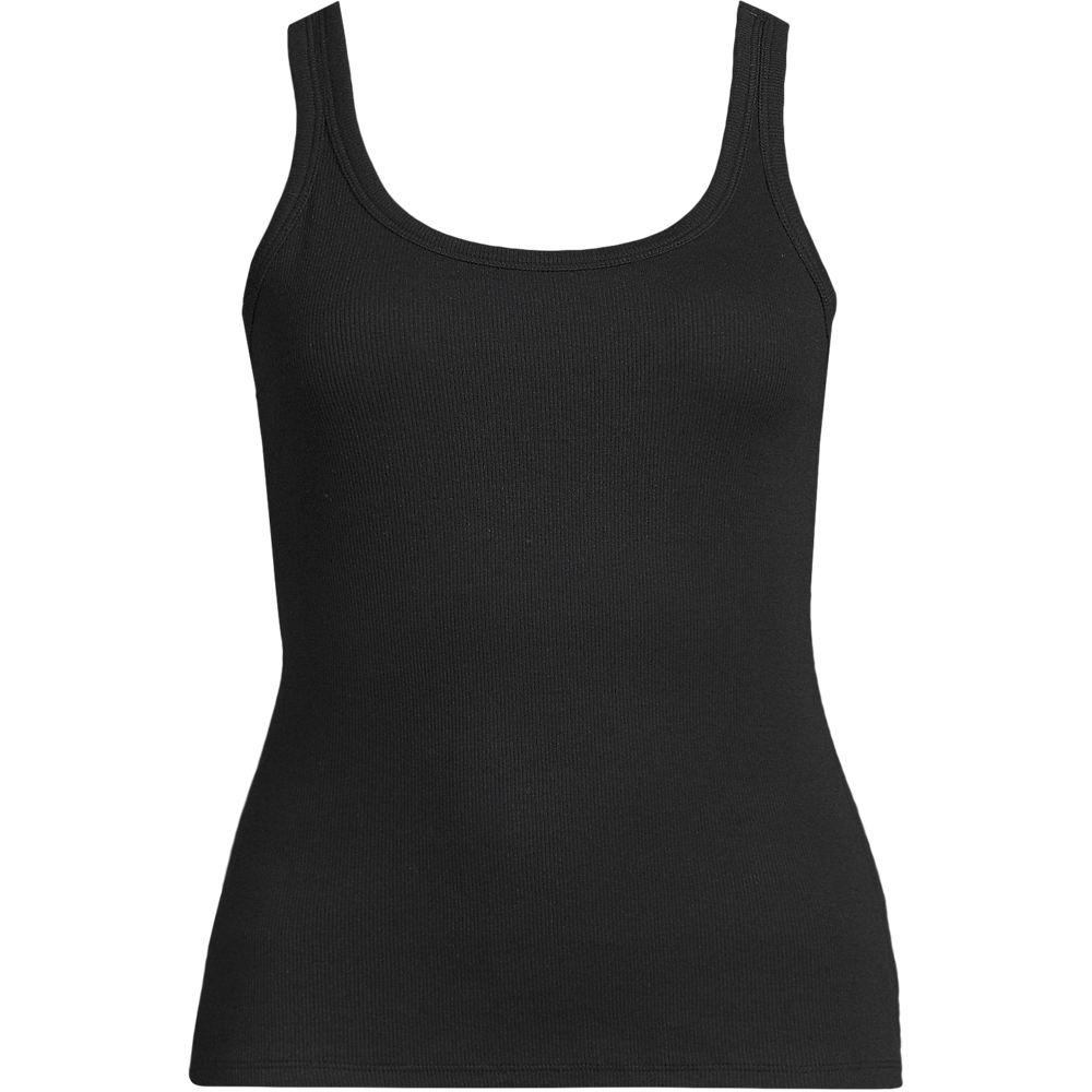 Ripp-Tanktop für Damen, Damen, size: regular, Schwarz, Elasthan/Baumwoll-Mischung, by Lands' End