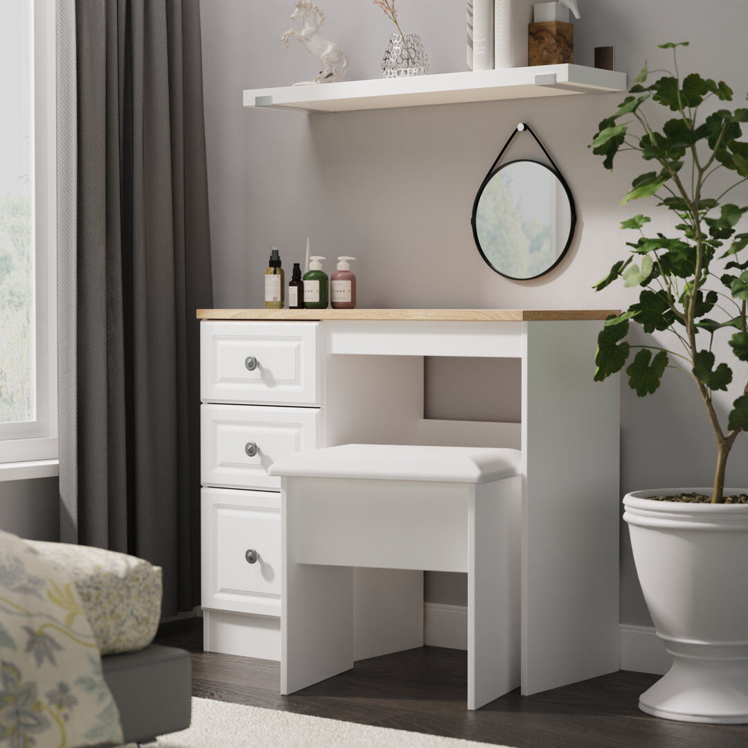 August Grove Arin Dressing Table White 80cm H X 90cm W X 39cm D