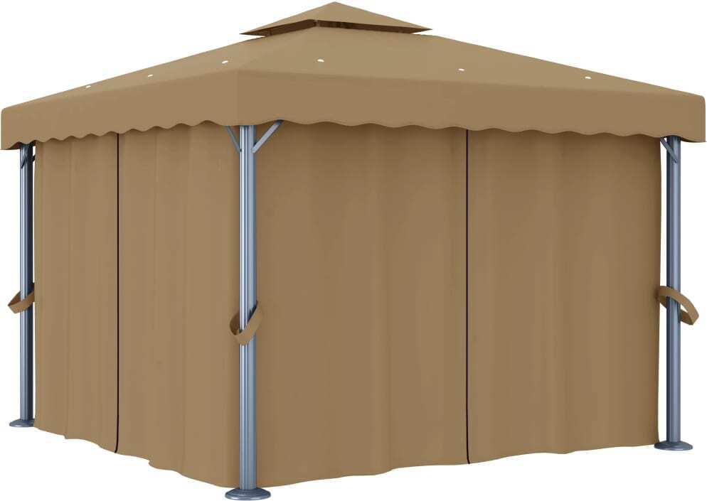 Pavillon mit Vorhang 3x3 m Taupe Aluminium