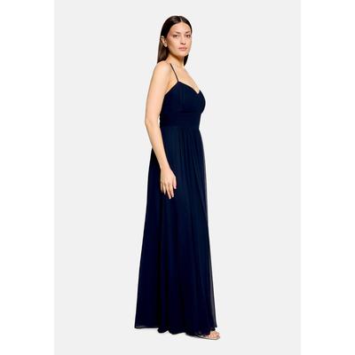 Abendkleid VERA MONT "Damen mit Plissee", Damen, Gr. 32, Normalgrößen, blau (night sky), Obermaterial: 100% Polyester. Futter: 100% Polyester, festlich, ausgestellt lang, Kleider Abendkleid