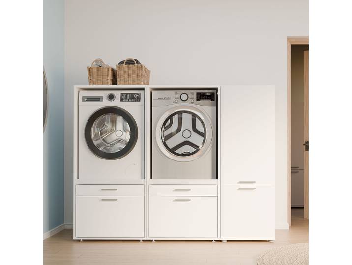 Meuble bas 50 x 143 x 68cm Blanc/Blanc