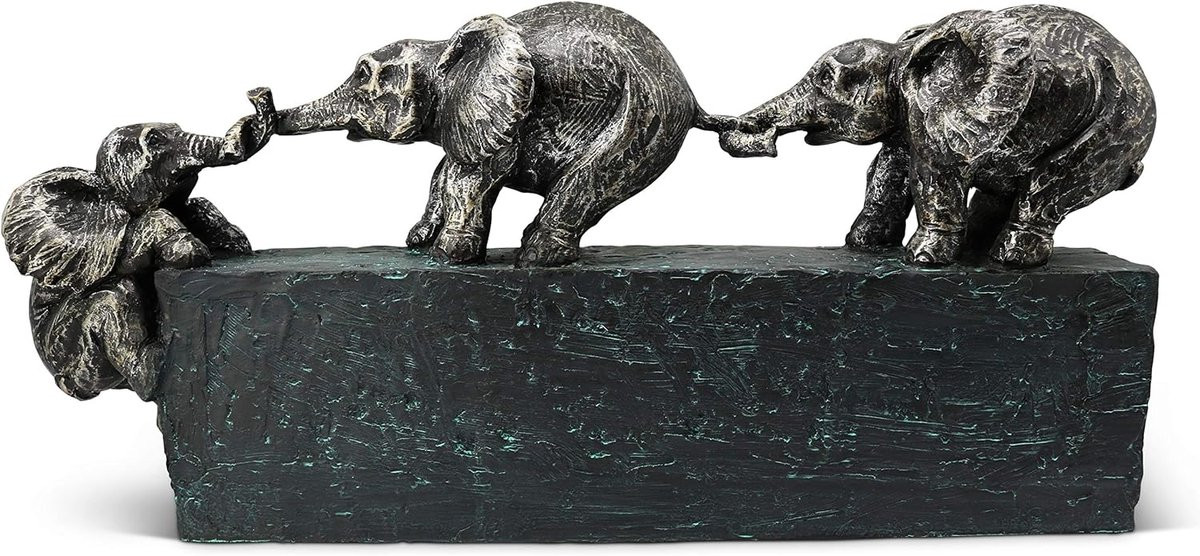 Familie Sculptuur Samenhorigheid Symbool Woonkamer Decoratie Grijs Zwart Goud Hoogte: 43 cm