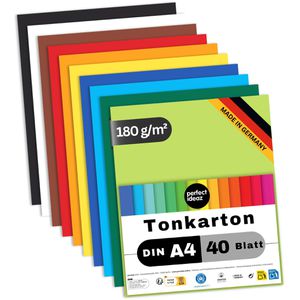 perfect-ideaz Fotokarton A4, 10 Farben sortiert, 210g/m², 50 Blatt