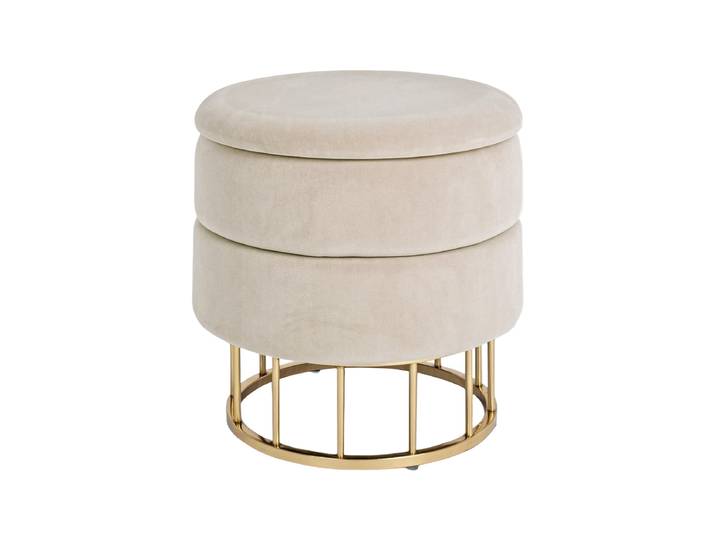 Design Hocker „Deva“ mit Stauraum Samt Beige, Gold Bizzotto