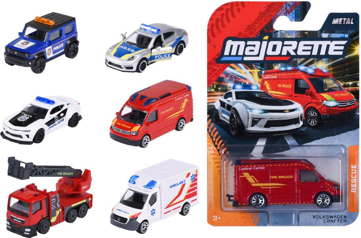 Majorette Rescue Premium voertuigset met metalen auto's in verschillende kleuren