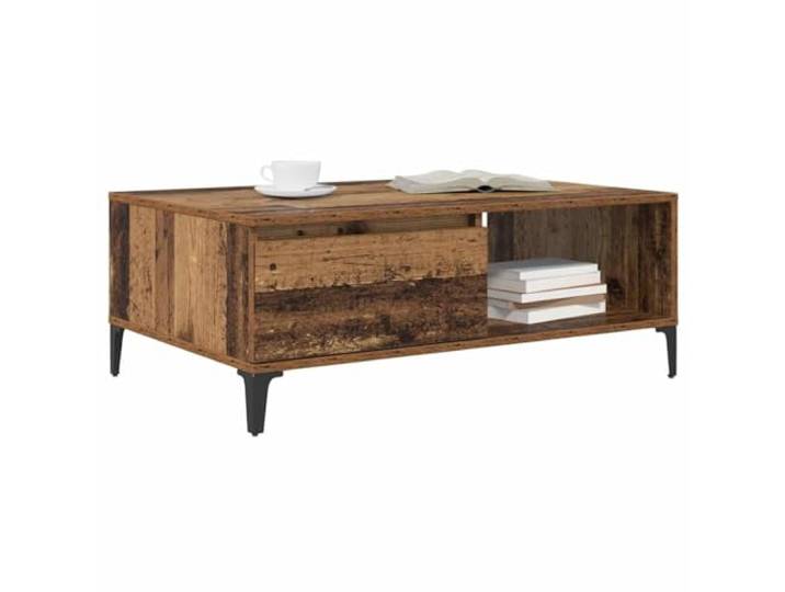 KTHLBRH Couchtisch Altholz 90 x 60 x 35 cm Mehrschichtiges Holz, robuste Struktur, mit Ablage, leicht zu reinigen, Industrie-Stil