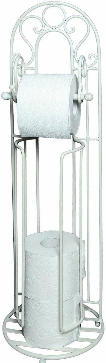 Toilettenpapierhalter AMBIENTE HAUS "Antik", weiß, B:21cm H:72cm, Eisen, Toilettenpapierhalter, Toilettenpapierhalter, weiß