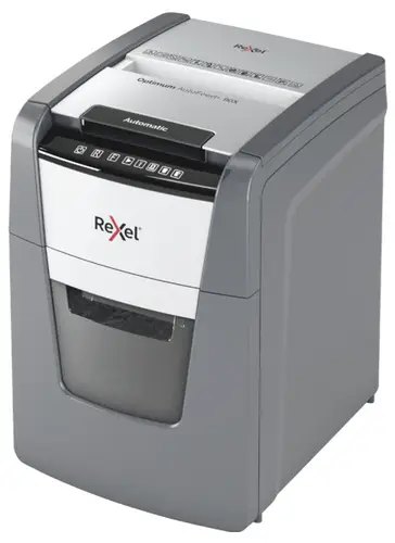 Rexel Optimum AutoFeed+ 90X Aktenvernichter 90 Blatt Mikroschnitt 4 x 28 mm P-4 34 l Vernichtet auch Büroklammern, Heftklammern, Kreditkarte