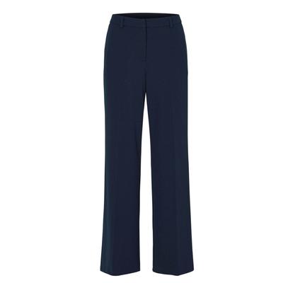 Stoffhose GOLDNER "Jerseyhose mit Bügelfalten", Damen, Gr. 44, N-Gr, blau (marine), Obermaterial: 95% Polyester PES. 5% Elasthan EL., festlich, weit, Hosen Stoffhose, Luftige Qualität