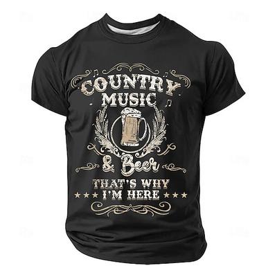 Country-Musik für Männer Bier, deshalb bin ich hier. Humorvoller, sarkastischer, lustiger Gag. Südstaaten-Konzert, Festival, Vintage-T-Shirt, normale Passform, Freizeitkleidung, Größen: S, M, L, XL,