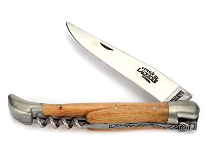 Forge De Laguiole Taschenmesser - 12 cm - Griffschalen Wacholder - Korkenzieher - Klinge 10 cm matt, Backen matt