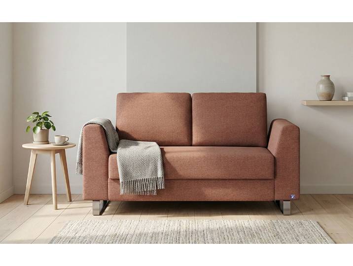 BRUNO Schlafsofa 120cm in Hazelnut Rot Braun Klassik stabiles Massivholz & Boxspringkomfort