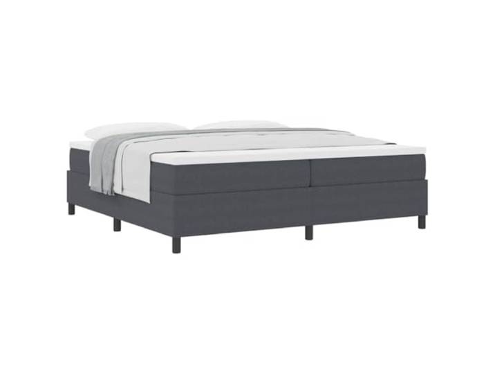KTHLBRH Doppelbett 200 x 200 cm mit Taschenfederkernmatratze Struktur aus Holz, feste Latten, mittlere Festigkeit, Dunkelgrau und Weiß