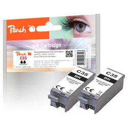 Peach Doppelpack Tintenpatronen schwarz kompatibel zu Canon PGI-35BK*2, 1509B001*2