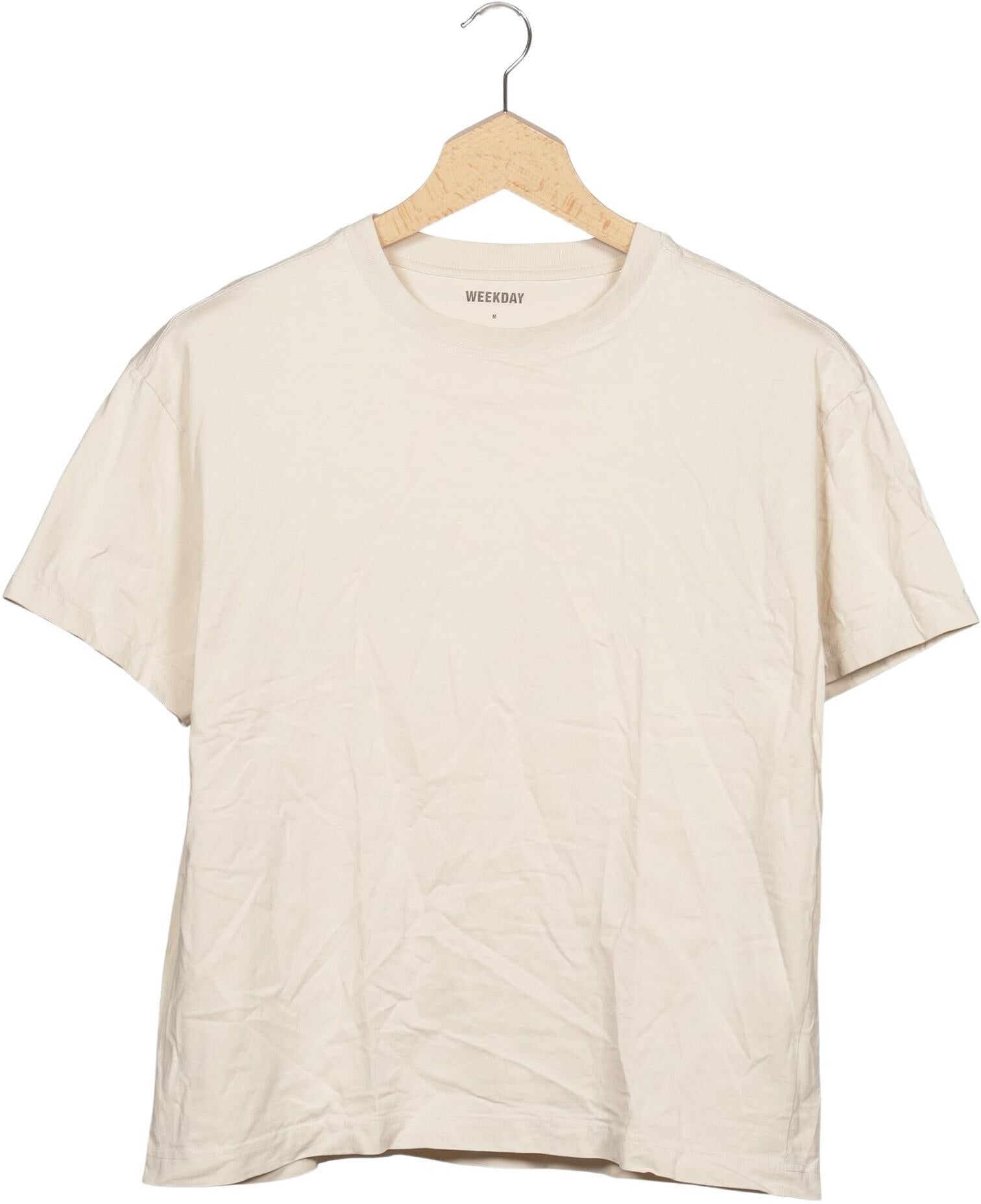 Weekday Herren T-Shirt, Beige, Gr. M, Baumwolle - Second Hand