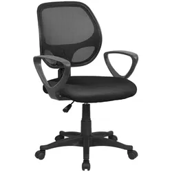 Dmora Bürostuhl Ddjidj, Mesh-Arbeitsstuhl mit Armlehnen, Ergonomischer Bürositz, 56x57h88/100 cm, Schwarz