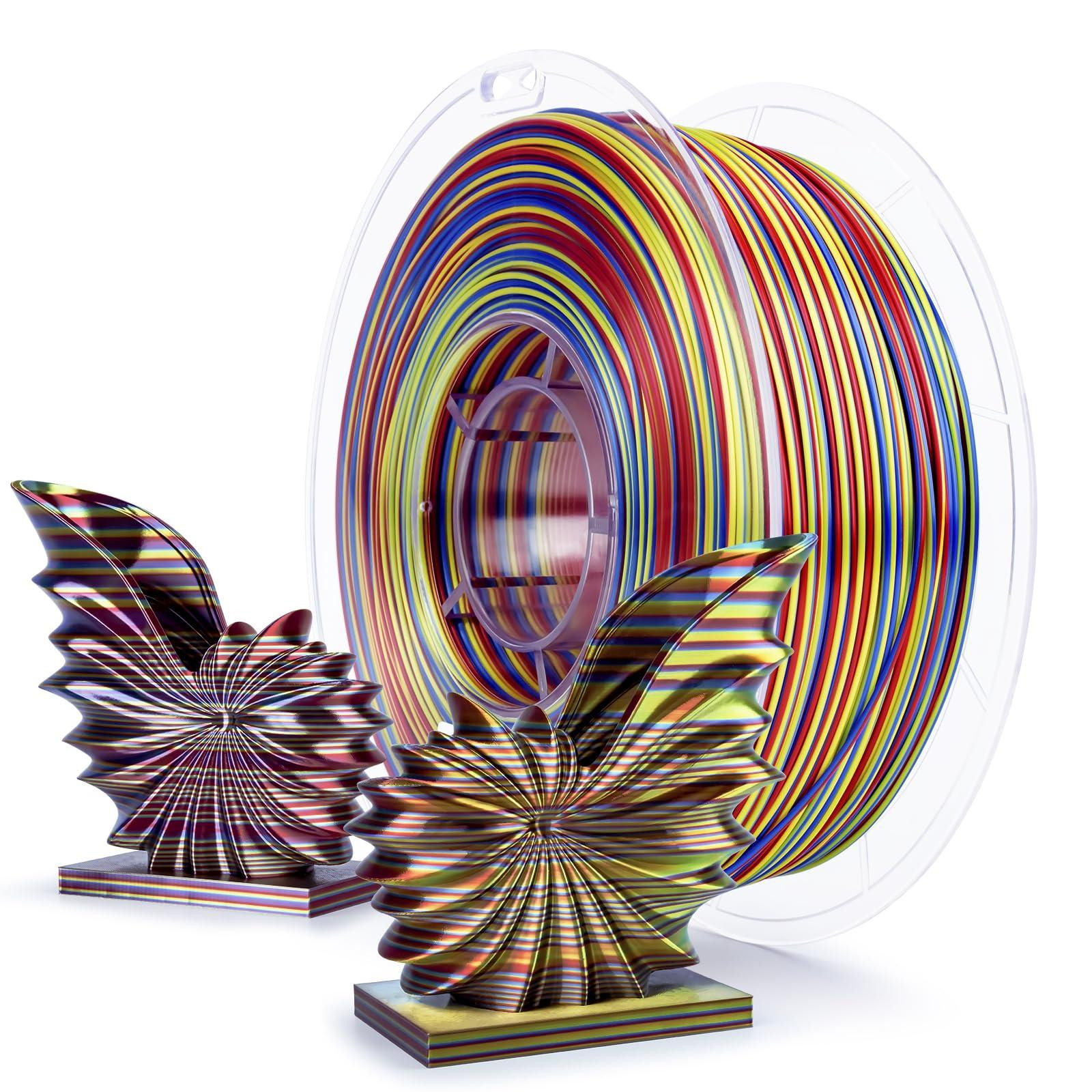 Selius Silk Stripes Rainbow PLA Filament 1.75mm Multicolor Silky PLA 1kg
