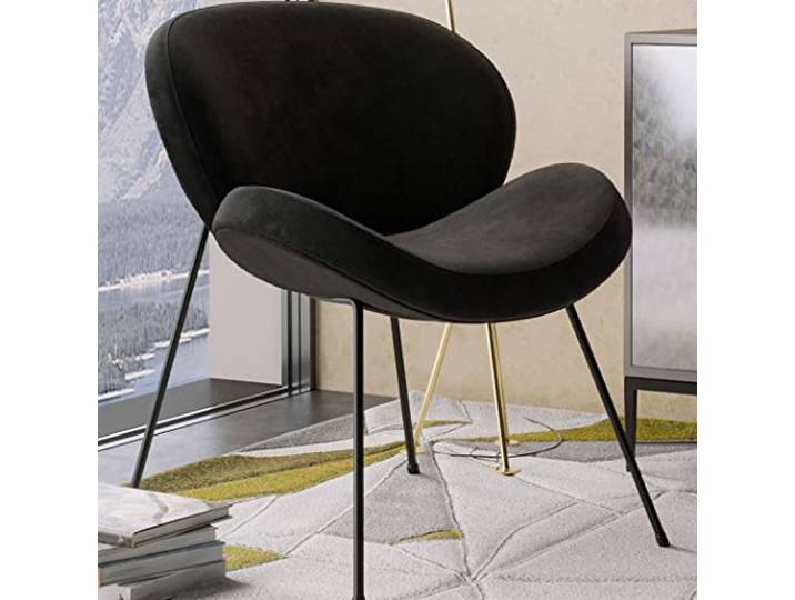 GGMMÖBEL Naomi 2-er Set Designerstuhl Samt Schwarz Samtstuhl Hotelstuhl Restaurantstuhl Esszimmerstuhl
