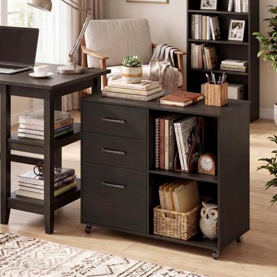 Lirago Drawer Mobile File Cabinet Rolling Printer Stand with Open Storage Shelves