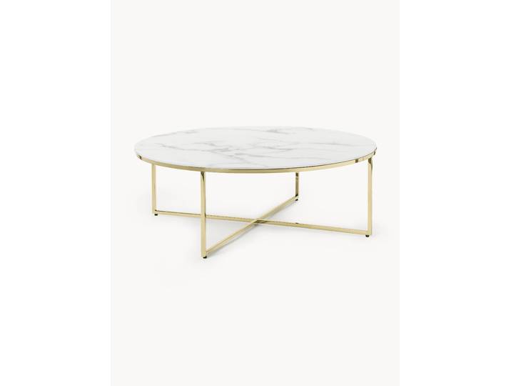 Table basse ronde XL avec plateau look marbre Antigua