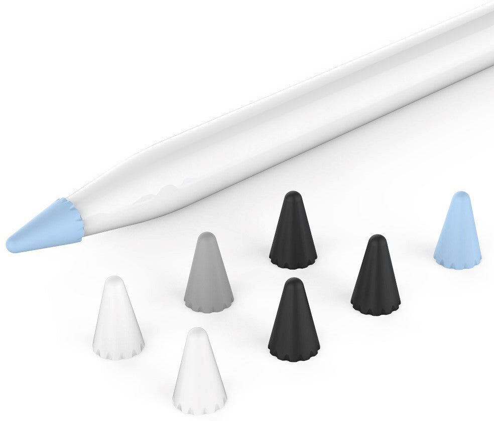 INCOVER Apple Pencil 1 & 2. Gen Pen Tip Cover 8 Stk. Blå / Sort / Grå / Hvid