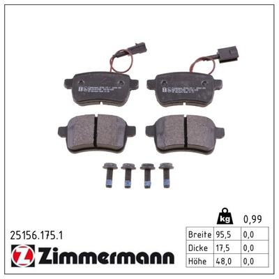 ZIMMERMANN Bremsbelagsatz, Scheibenbremse 25156.175.1 Hinterachse für ALFA ROMEO