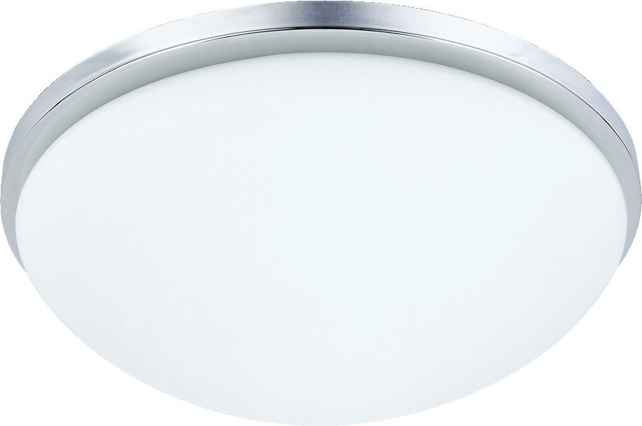 Plafondlamp Prezent, rond, chroom/matwit, diameter: 28 cm, hoogte: 12 cm, 2x E27/40W, dimbaar