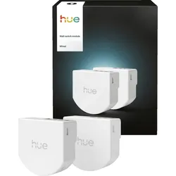 PHILIPS Hue 2er Pack Wandschaltermodul, für Lampen, Netzbetrieb, individuelle Steuerung, App‐ & Sprachsteuerung, Wandschalter Modul, Weiß