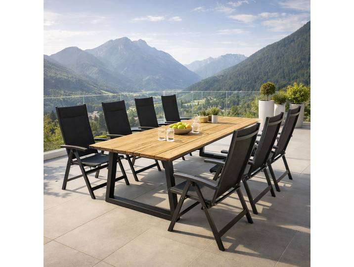 MWH Core Gartenmöbel-Set 9tlg. mit Clemento 260x100cm Tisch