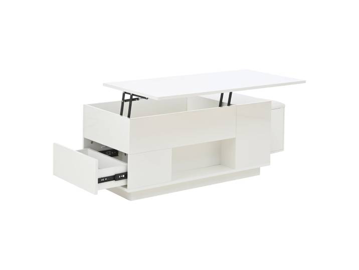 Table basse relevable avec led et 2 tabourets blanche