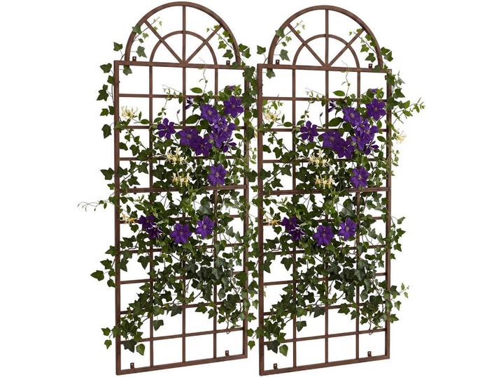 CLP Rankgitter 2er Set Metall antik braun, Braun, 70x180x1 cm, Dekoration, Gartendeko