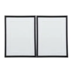 Relaxdays Bilderrahmen 2er Set, 15x20cm, Passepartout 10x15cm, Glasscheibe, Fotorahmen zum Stellen & Hinhängen, schwarz