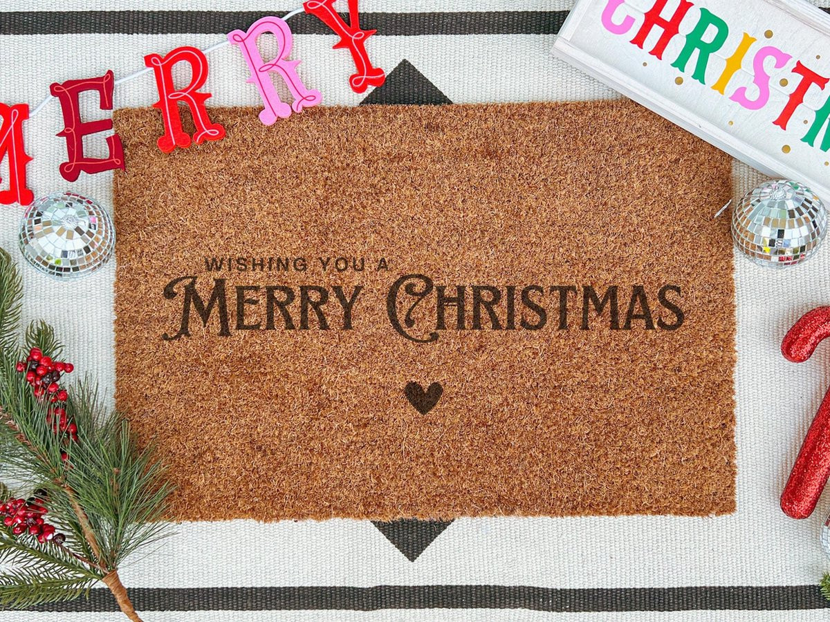 Laser Point Wishing You A Merry Christmas Deurmat - 90 x 60 cm