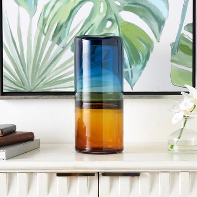 ARCILLA ELEMENTAL Blue Glass Handmade Ombre Vase with Yellow Base